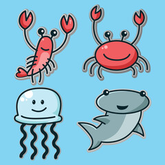 Set of saltwater fish