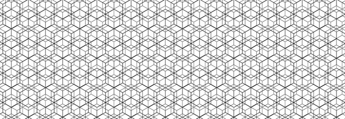 Abstract, Geometric, Lines, pattern, Hexagon, square, Illustration, vector, alternating overlapping, symmetrical, orderly arrangement background, black and white, banner, website, template, dark.