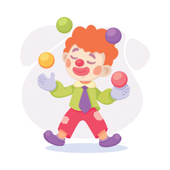 Boy Clown and Entertainer as Child Profession Vector Illustration