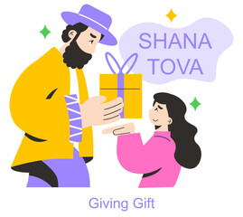 Rosh Hashanah. Flat Vector Illustration