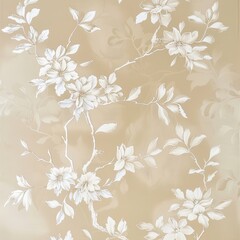 Fototapeta premium Soft beige and ivory in a delicate floral pattern, elegant and subtle, adding a touch of sophistication.