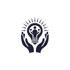 people family together human unity logo and light bulb design graphic vector illustration, smart idea mind think lightbulb logo design, people creative light bulb ideas concept vector