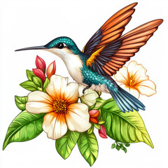 Obraz premium hummingbird with flower
