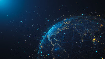 Fototapeta premium Abstract colorful business connection of lines from nodes It is connected to endless nodes and represents the innovation of communication cyber security in the network with black background 