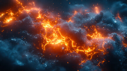 Obraz premium Lava Flows on active volcano aerial view