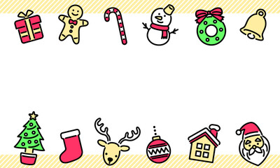 クリスマス素材・オーナメント・シンプルでポップなベクターフレーム