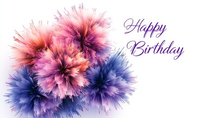 Happy Birthday Card with Colorful Abstract Flowers.