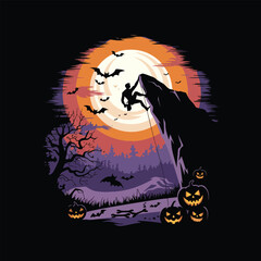 Happy Halloween t-shirt design and Halloween illustration vector