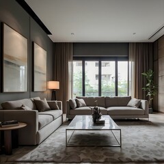 Fototapeta premium Japandi, the elegant blend of Japanese and Scandinavian aesthetics Living Room