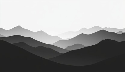 Abstract background with a black and gray mountain landscape illustration on a white background.