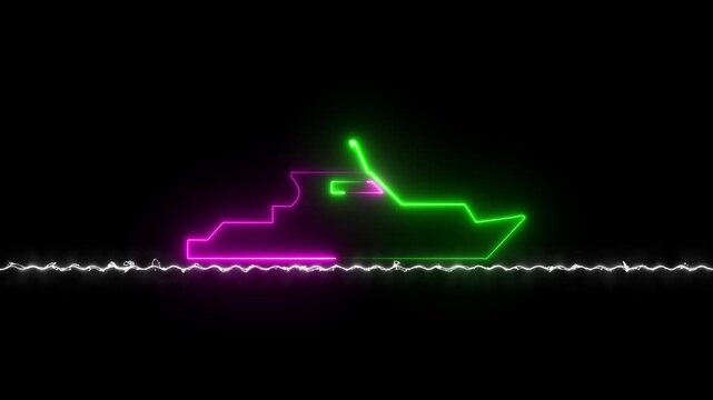 Speedboat shape icon animation on black background