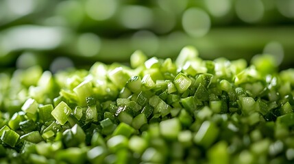 Macro photography highlighting the intricate texture and vivid green hue of freshly chopped green beans capturing the essence of a healthy farm fresh culinary ingredient