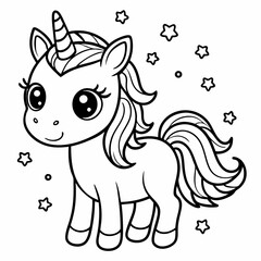  cute unicorn illustration for kids coloring book  