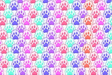 pattern, cat hands illustration, cat palm illustration, seamless pattern of paw, paw print background, colorful background, colorful of cat hands background, meow, cat, pet, animal, paw, cute