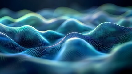 Fototapeta premium Abstract Blue Wavy Pattern - Technology Background