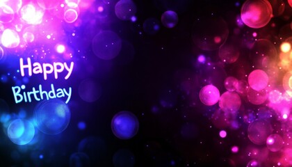 Happy Birthday Wishes with Colorful Bokeh.