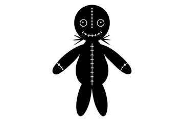 Voodoo doll. Ritual object for witchcraft, magic and casting spells or damage to a person. Hand drawn sketch style. Isolated vector illustration in doodle line style.