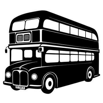 black double-decker bus side view clip art preview