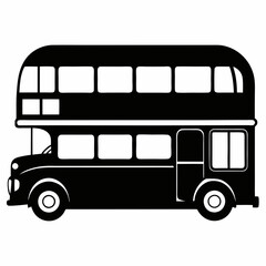 Double decker bus Black silhouette