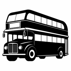 Double decker bus Black silhouette