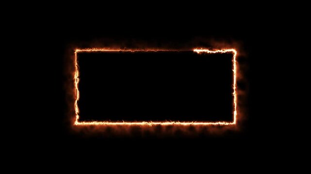 Fire neon light rectangle frame loop animated background.