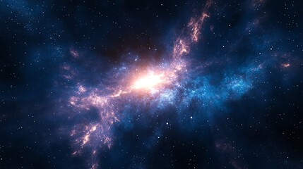 Fototapeta premium A vibrant nebula with pink and blue hues in a starry night sky.