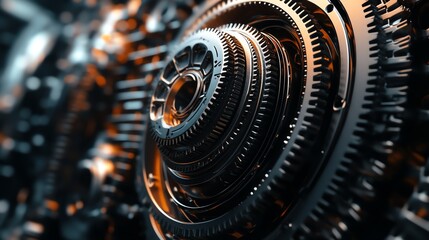 Fototapeta premium Close-up of intricate gears and machinery.