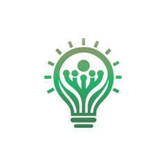people family together human unity logo and light bulb design graphic vector illustration, smart idea mind think lightbulb logo design, people creative light bulb ideas concept vector