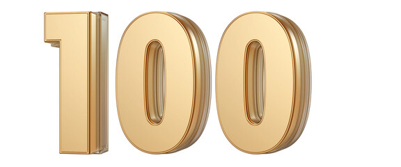 Gold 3D Number 100