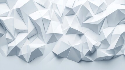 Fototapeta premium Abstract white low-poly background with geometric shapes,