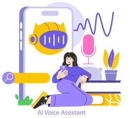 Mobile AI. Flat Vector Illustration