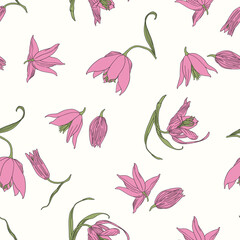 vintage decorative vector seamless floral pattern. pink flowers on a light background