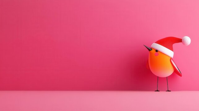 Christmas robin flat design front view Christmas theme 3D render Complementary Color Scheme