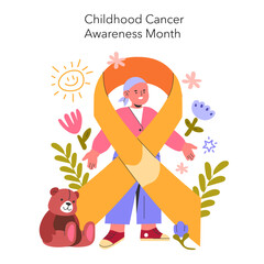 Childhood Cancer Awareness Month. Flat Vector Illustration