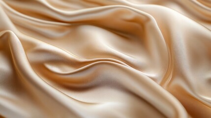 Obraz premium Smooth light golden fabric with soft, gentle folds, creating a serene and sophisticated visual impact.