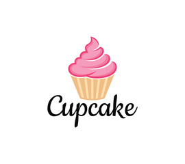 Cupcake food logo design, Vector illustration.