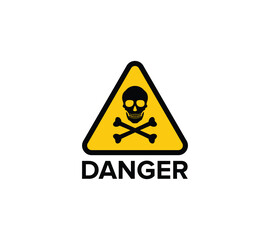Triangle danger logo sign on white background, Vector illustration.