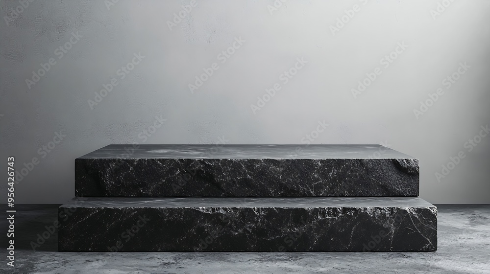 Aufkleber black stone Podium with White background Black Concrete Material place for the product Display Presentation : Generative AI