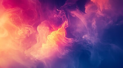 Fototapeta premium Abstract colorful smoke in a dark blue background.