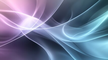 Obraz premium Abstract background of flowing, translucent lines in soft pink, blue, and white on a dark background.