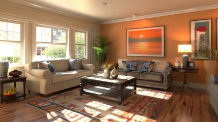 Living room renovation with professional hardwood flooring installation, highlighting craftsmanship