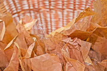 basket with bakery bags from the culinary. Recycling.