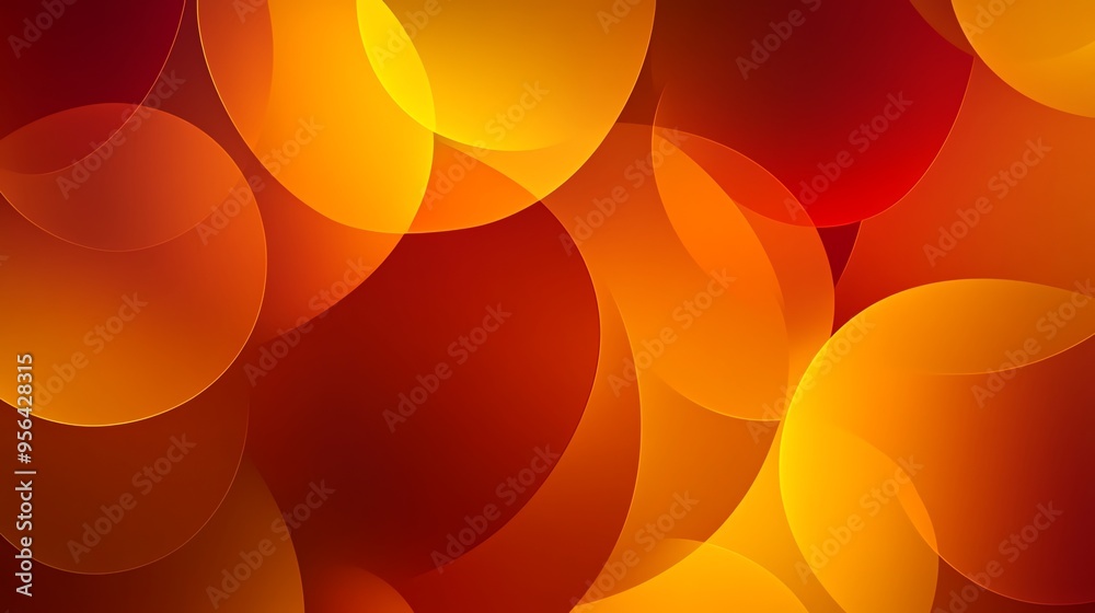 Wall mural abstract red and orange gradient background with overlapping circles.