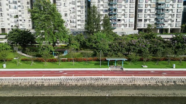 the landscape of Shing Mun River promenade Sept 1 2024