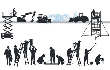 Bauhandwerker auf der Baustelle,  illustration..eps