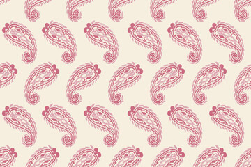 Ikat leaves vintage design embroidary seamless pattern on background vector illustration.Ikat ethnic oriental embroidery traditional.Indian Ikat pattern Aztec style retro. design for texture,fabric.