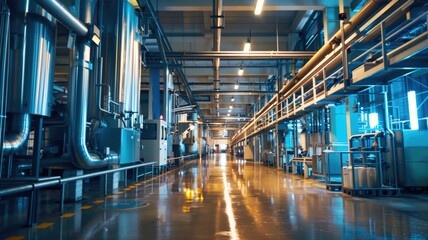 Obraz premium Modern production facility for plant milking, showcasing eco-friendly technology and sustainable practices