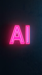 Neon AI letters, futuristic tech design