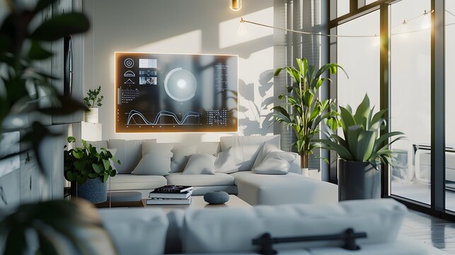 Illustration of A sleek, modern office space where executives discuss carbon credit investments, with a digital screen showcasing fluctuating values, blending environmental responsibility with economi