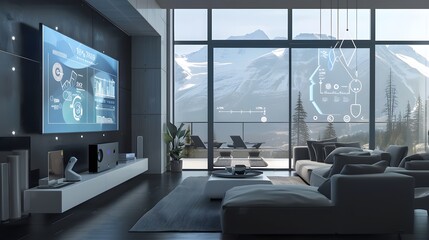 Illustration of A sleek, modern office space where executives discuss carbon credit investments, with a digital screen showcasing fluctuating values, blending environmental responsibility with economi